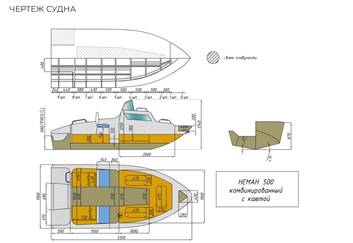Комбинированный катер Neman-500 с каютой в Тольятти