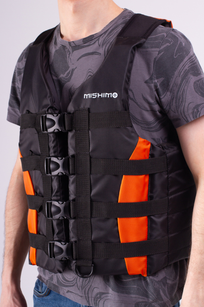 Жилет спасательный MISHIMO PRO Премиум качества Черно-оранжевый в Тольятти
