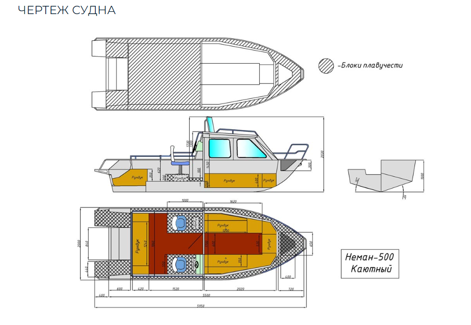 Алюминиевый катер Неман-500 (каютный) в Тольятти