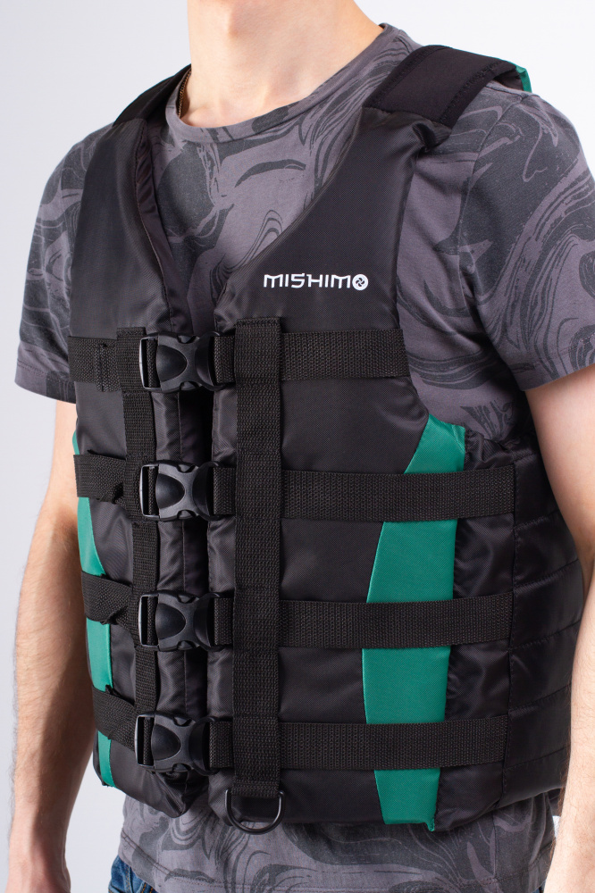 Жилет спасательный MISHIMO PRO Премиум качества Черно-зеленый в Тольятти