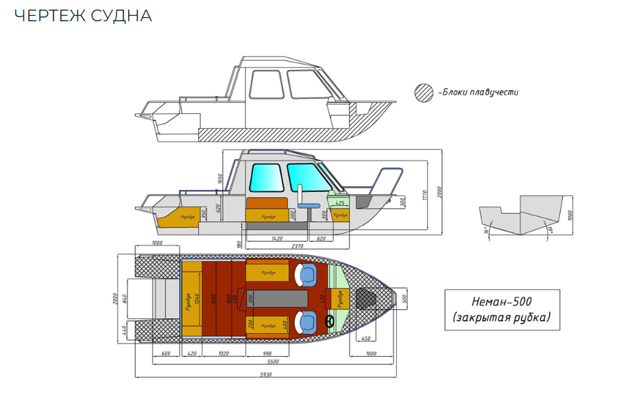 Алюминиевый катер Неман-500 (закрытая рубка) в Тольятти