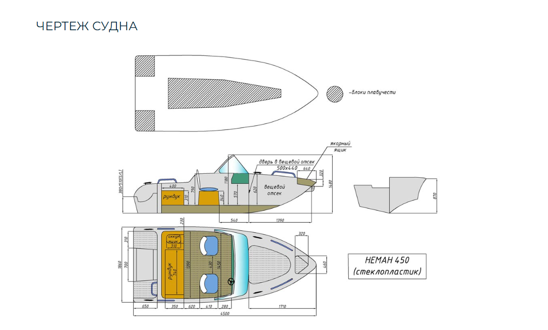 Стеклопластиковый катер Neman-450 в Тольятти