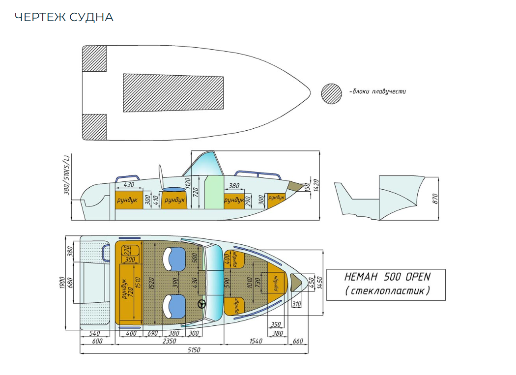 Стеклопластиковый катер Neman-500 Open в Тольятти